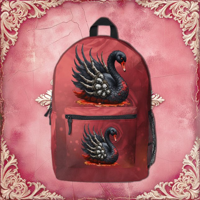 Dark Swan of Bones – Gothic Elegance  Printed Backpack (Creator Uploaded)