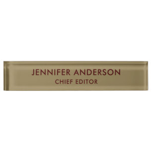 Dark Tan Brown Color Professional Modern Plain Nameplate