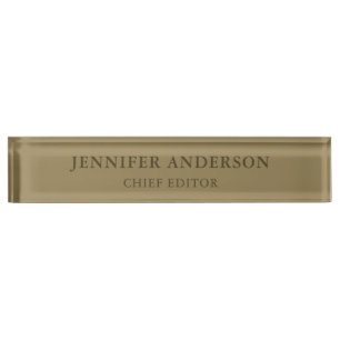 Dark Tan Brown Colour Professional Modern Plain Nameplate