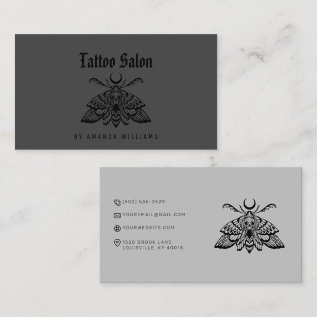 Dark Tattoo Salon Death moth  Business Card (Front/Back)