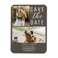 Dark Taupe Modern 2 Photos Save the Date Wedding