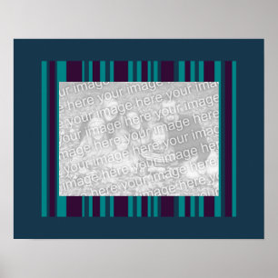 Dark teal and purple stripes photo frame poster