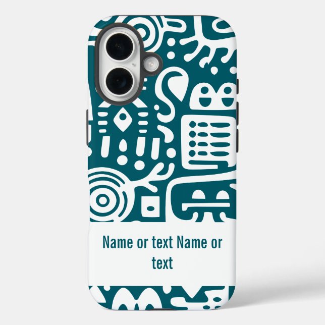 Dark teal and white doodles Case-Mate iPhone case (Back)