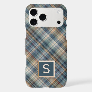 Dark Teal Blue Beige Tan Plaid Gingham Pattern