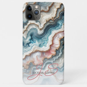 Dark Teal Blue Blush Pink Gold Marble Art Pattern Case-Mate iPhone Case