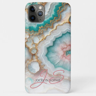 Dark Teal Blue Blush Pink Gold Marble Art Pattern Case-Mate iPhone Case