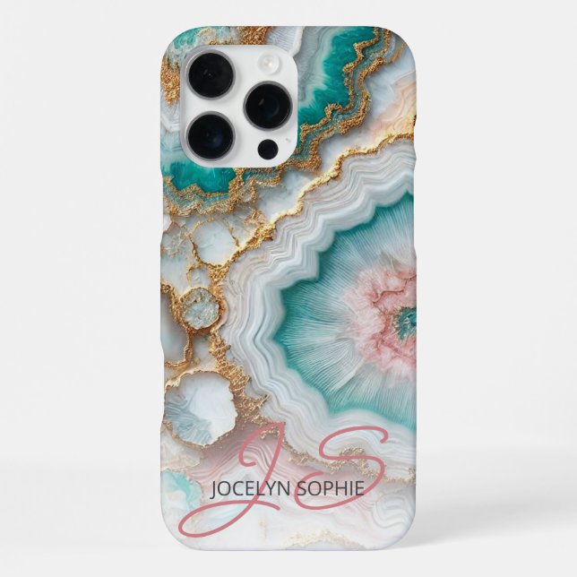 Dark Teal Blue Blush Pink Gold Marble Art Pattern iPhone Case (Back)