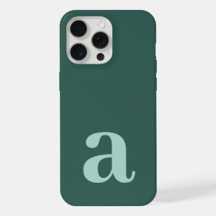 Dark Teal Blue Initial Monogram Minimal Solid iPhone 15 Pro Max Case