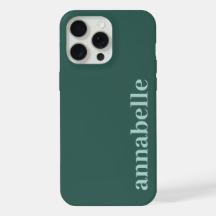 Dark Teal Blue Name Monogram Minimal Solid Color iPhone 15 Pro Max Case