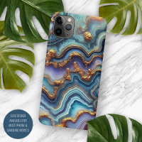 Dark Teal Blue Purple Gold Marble Art Pattern