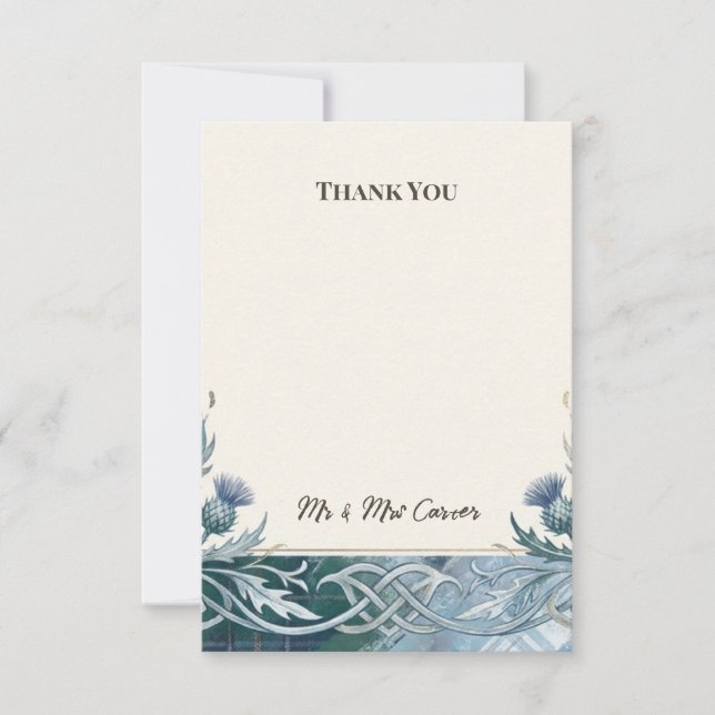 Dark Teal Celtic Thank You Card (Front)