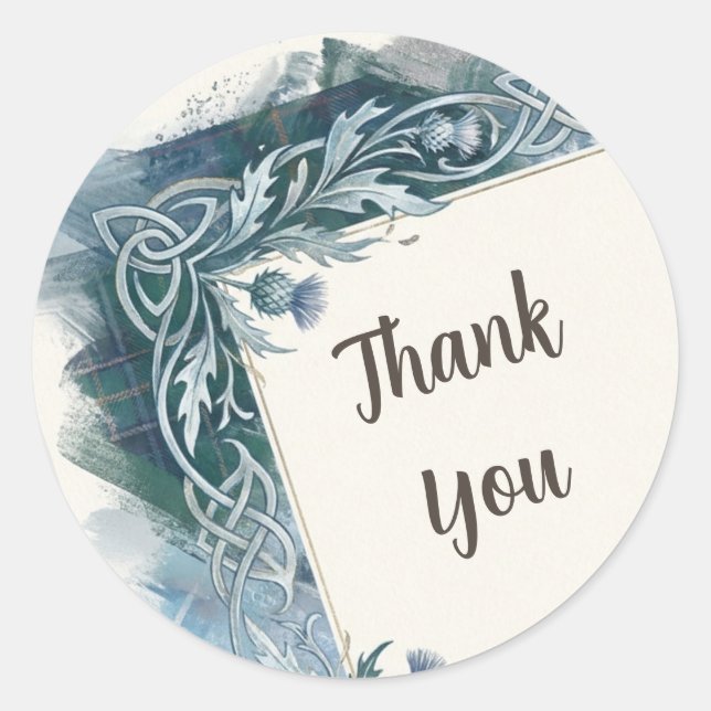 Dark Teal Celtic Thank You Stickers (Front)