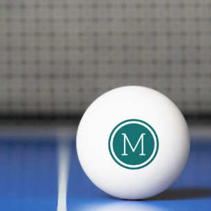 Dark Teal Circle Monogram Personalised Ping Pong Ball