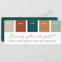 Dark Teal & Copper 2021 Wedding Colour Palette Car