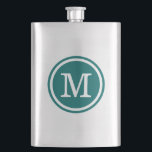 Dark Teal Custom Personalised Monogram Hip Flask<br><div class="desc">Cute girly preppy chic custom circle monogrammed flask. Click Customise It to change monogram fonts and colours to create your own one of a kind design. Adorable and unique personalised bridesmaid gifts!</div>
