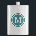 Dark Teal Custom Personalised Monogram Hip Flask<br><div class="desc">Cute girly preppy chic custom circle monogrammed flask. Click Customise It to change monogram fonts and colours to create your own one of a kind design. Adorable and unique personalised bridesmaid gifts!</div>