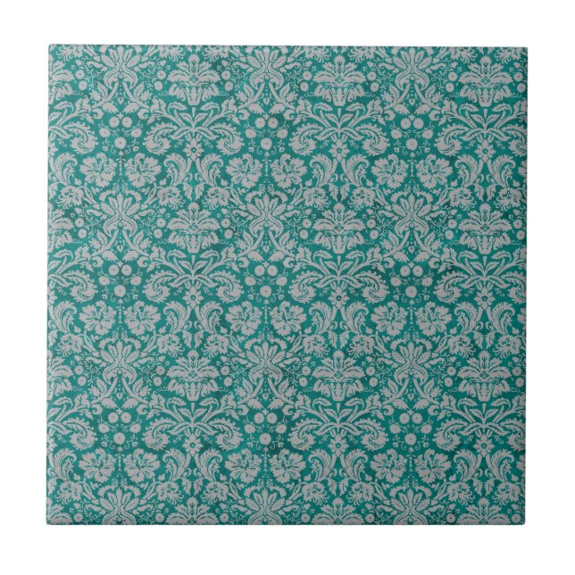 Dark Teal Damask Tile (Front)
