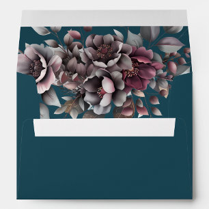 Dark Teal, Dusty Purple, Dusty Lavender, Wedding Envelope