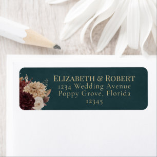 Dark Teal Floral Gothic Wedding Address Label