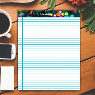 Dark Teal Glitter Lined Personalised Notepad