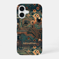Dark Teal Gold Circuit Board Custom