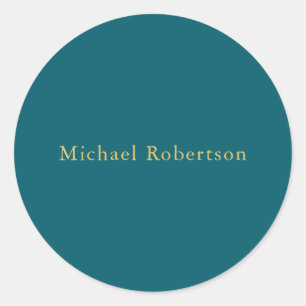 Dark Teal & Gold Colours Professional Trendy Moder Classic Round Sticker