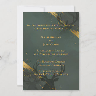Dark Teal Gold Evening Invitation