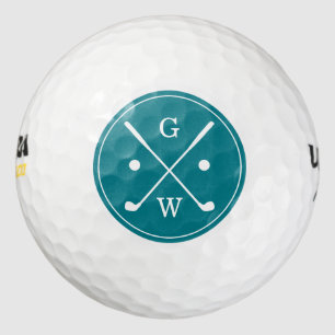 Dark Teal Golf Clubs Monogram Golf Balls