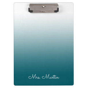 Dark Teal Gradient Personalised Teacher Clipboard