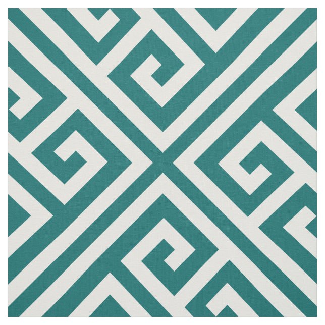 Dark Teal Greek Key Large Scale Fabric (Swatch)