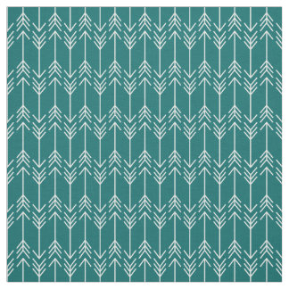 Dark Teal Herringbone Arrows Fabric