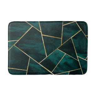 Dark Teal Ink Gold Geometric Glam #1 Bath Mat