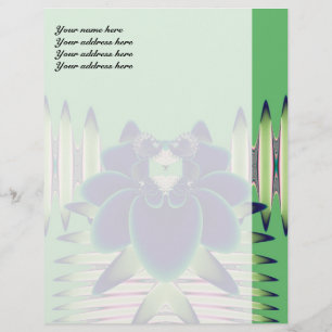 Dark Teal Lotus Fractal Botanical Art Letterhead