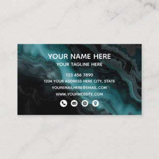Dark Teal Marble Professional Business Card