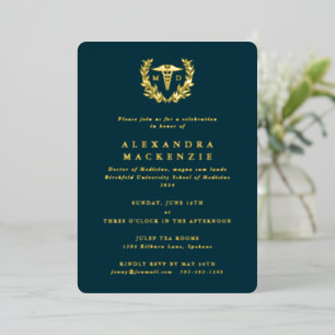 Dark Teal MD Caduceus + Laurel Wreath Graduation