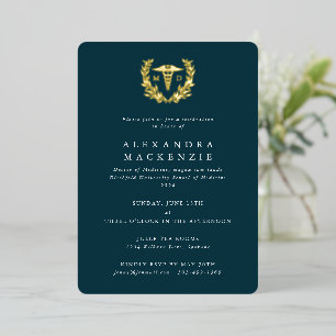Dark Teal MD Caduceus + Laurel Wreath Graduation