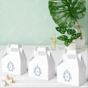 Dark Teal Minimal Monogram Favour Box
