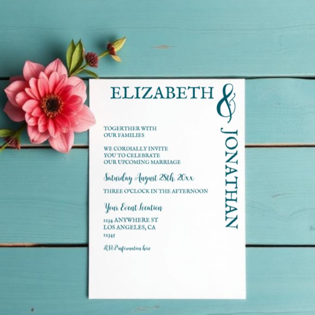 Dark Teal Modern Typography Couples Shower Invitation (Creator Uploaded)