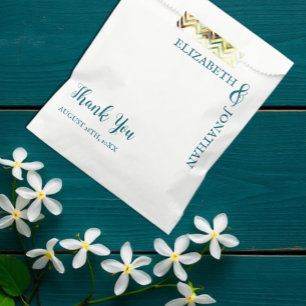 Dark Teal Modern Typography Wedding Favour Bags