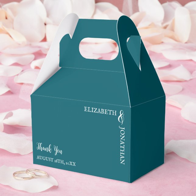Dark Teal Modern Typography Wedding Favour Box (Wedding)