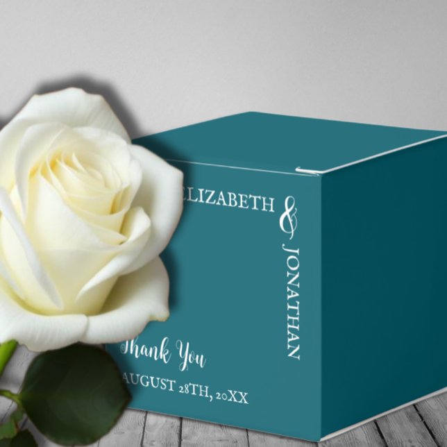Dark Teal Modern Typography Wedding Favour Box (Creator Uploaded)