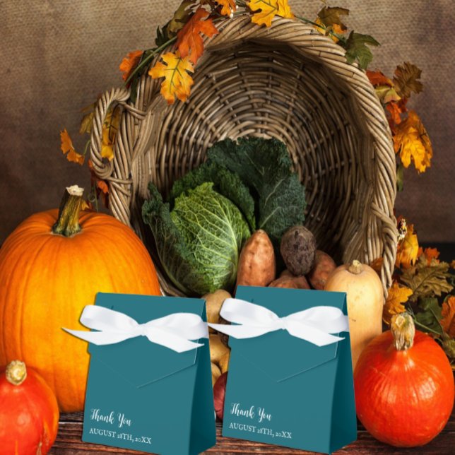 Dark Teal Modern Typography Wedding Favour Box (Creator Uploaded)