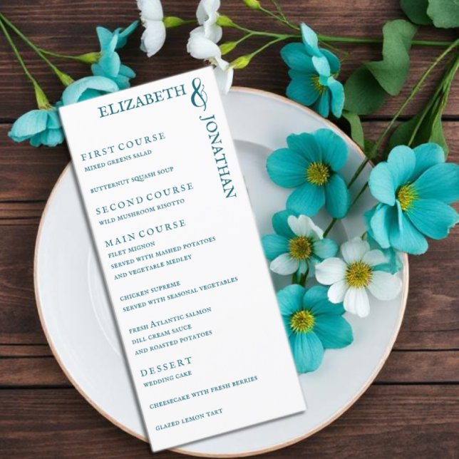 Dark Teal Modern Typography Wedding Menu (Creator Uploaded)