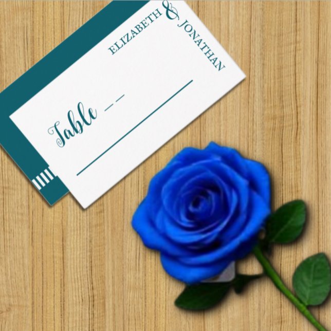 Dark Teal Modern Typography Wedding Place Card (Creator Uploaded)