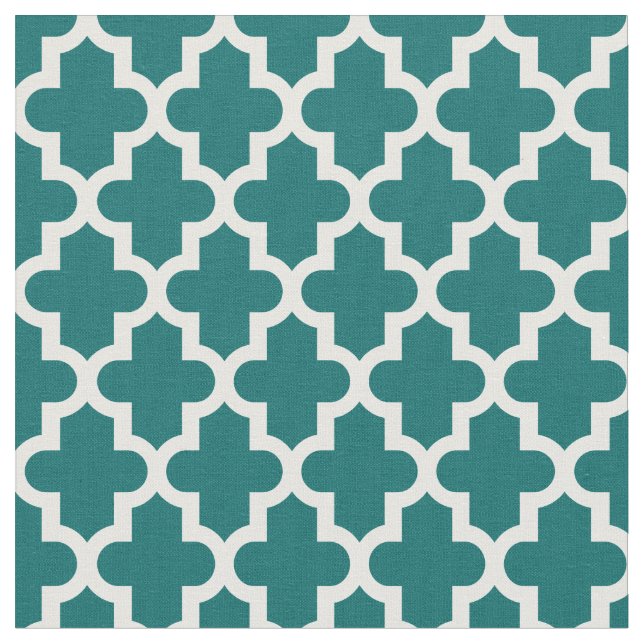 Dark Teal Moroccan Print Fabric (Close Up)