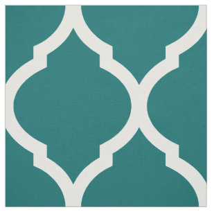 Dark Teal Moroccan Quatrefoil Large Scale Fabric