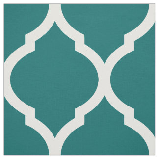 Dark Teal Moroccan Quatrefoil Large Scale Fabric