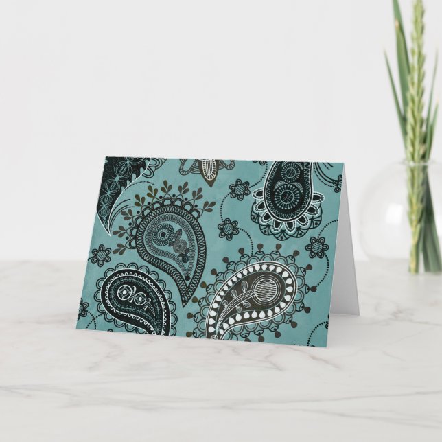 Dark teal paisley card (Front)
