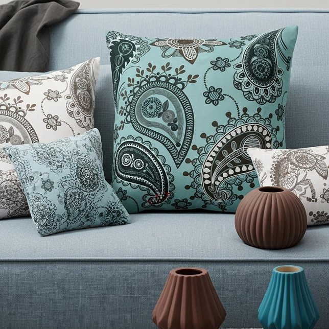 Dark teal paisley cushion (Creator Uploaded)