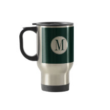 Dark Teal Pinstripe Single Monogram Mug